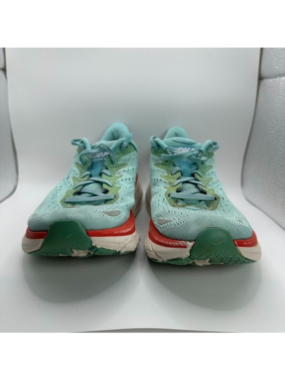 Hoka One One W Clifton 8 Shoes Womens Size 10.5B Blue Red Running Cushioned - Picture 2 of 10